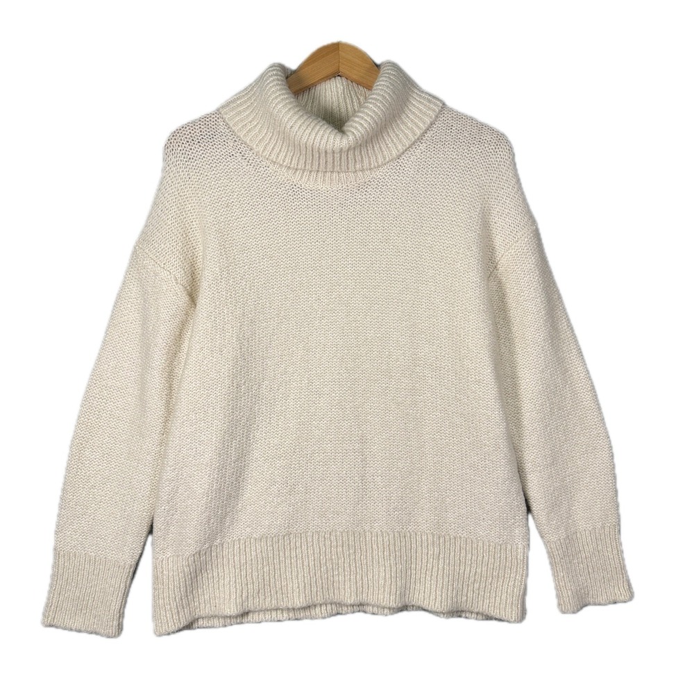 Banana Republic Turtleneck Sweater Womens Alpaca Wool Blend Medium Cream